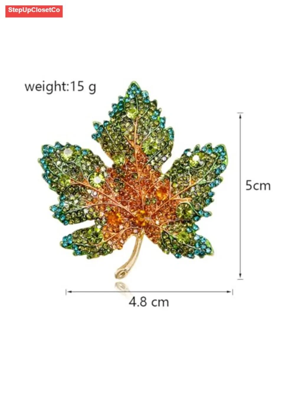 Rhinestone Maple Leaf Brooch Pin Sparkling Crystal Lapel Pin for Women